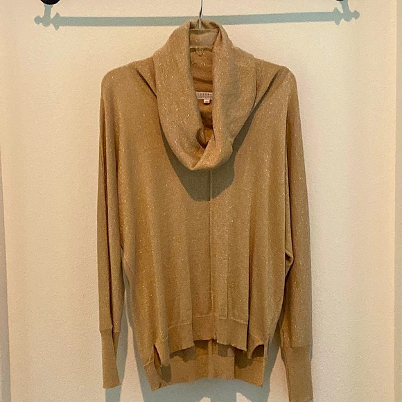 Pull Sans Manches Femme Joseph A, Col Cheminée, Noir Et Or, Rayé, XL (neuf)
